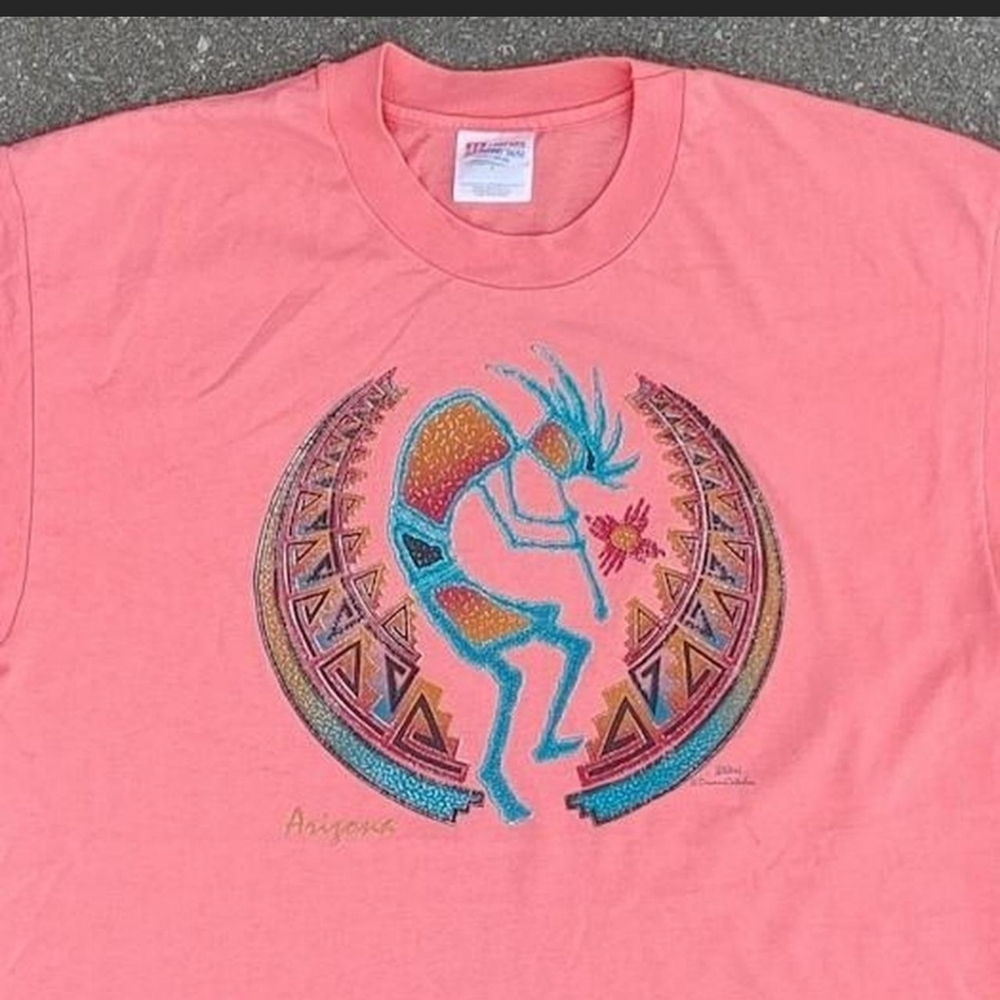 Vintage 90s Arizona Dreamcatcher T-Shirt Hot Pink Hanes Single Stitch Large